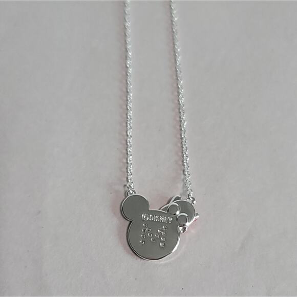 Disney Silver-Tone Clear Rhinestone Letter M Necklace Minnie Mouse Bow Pendent - Picture 8 of 15